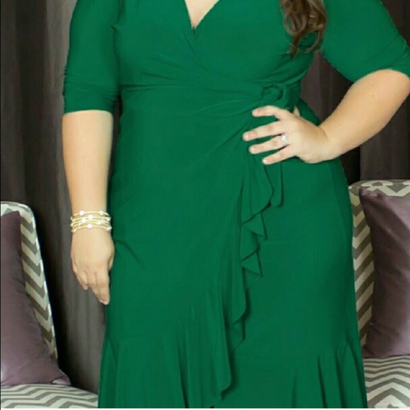 Kiyonna Green Wrap Dress 2X