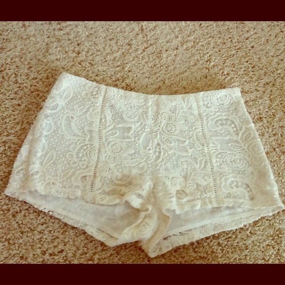 Cream Colored Lace Shorts