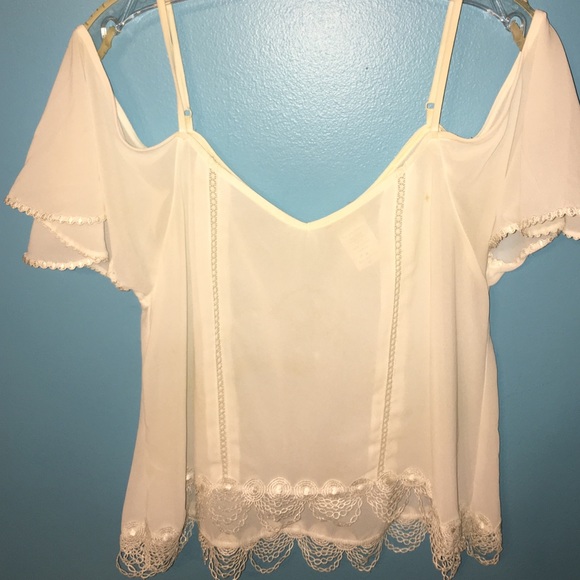 Off Shoulder White Sheer Top