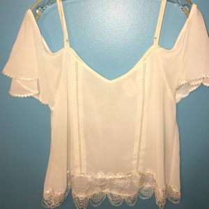 Off Shoulder White Sheer Top