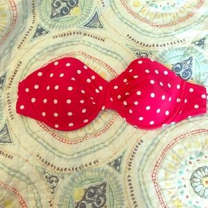 Pink and white polka dot bikini top