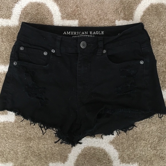 American Eagle Black Hi-Rise Festival Jean Shorts