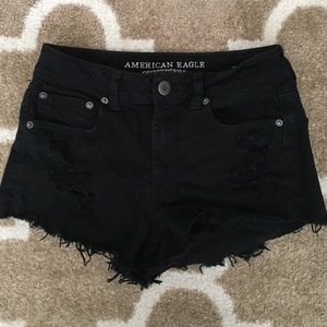 American Eagle Black Hi-Rise Festival Jean Shorts