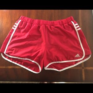 Adidas retro style lined red running shorts