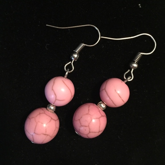 Pink Howlite earrings natural stone