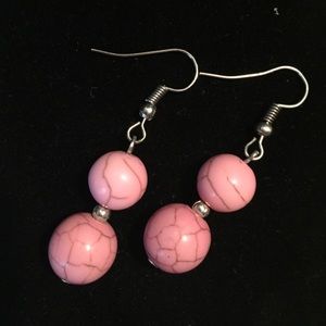 Pink Howlite earrings natural stone