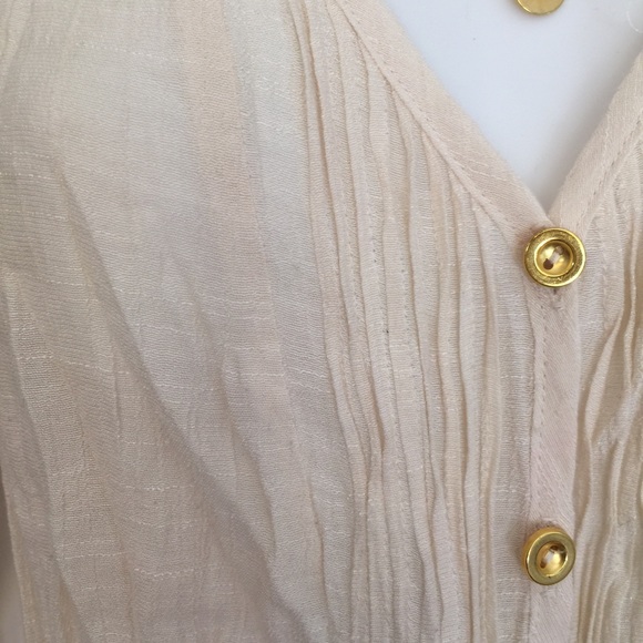 Edge cream button crop belly tie top - Picture 1 of 3