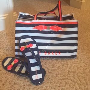 Ted Baker Beach Bag and flip flops