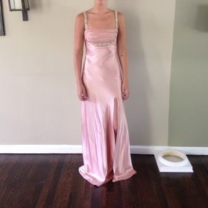 Light pink dress with rose gold accent stones
