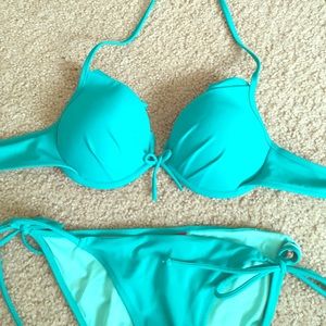 Victoria's Secret Ruffle  Turquoise String Bikini