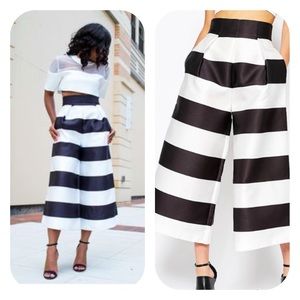 Solace London Evelyn Stripe Tailored Culottes