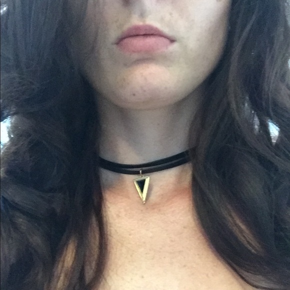 Geometric faux leather choker