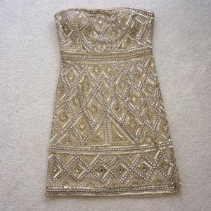 Adrianna Papell Gold Beaded Dress