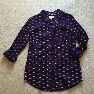 Whale print button down