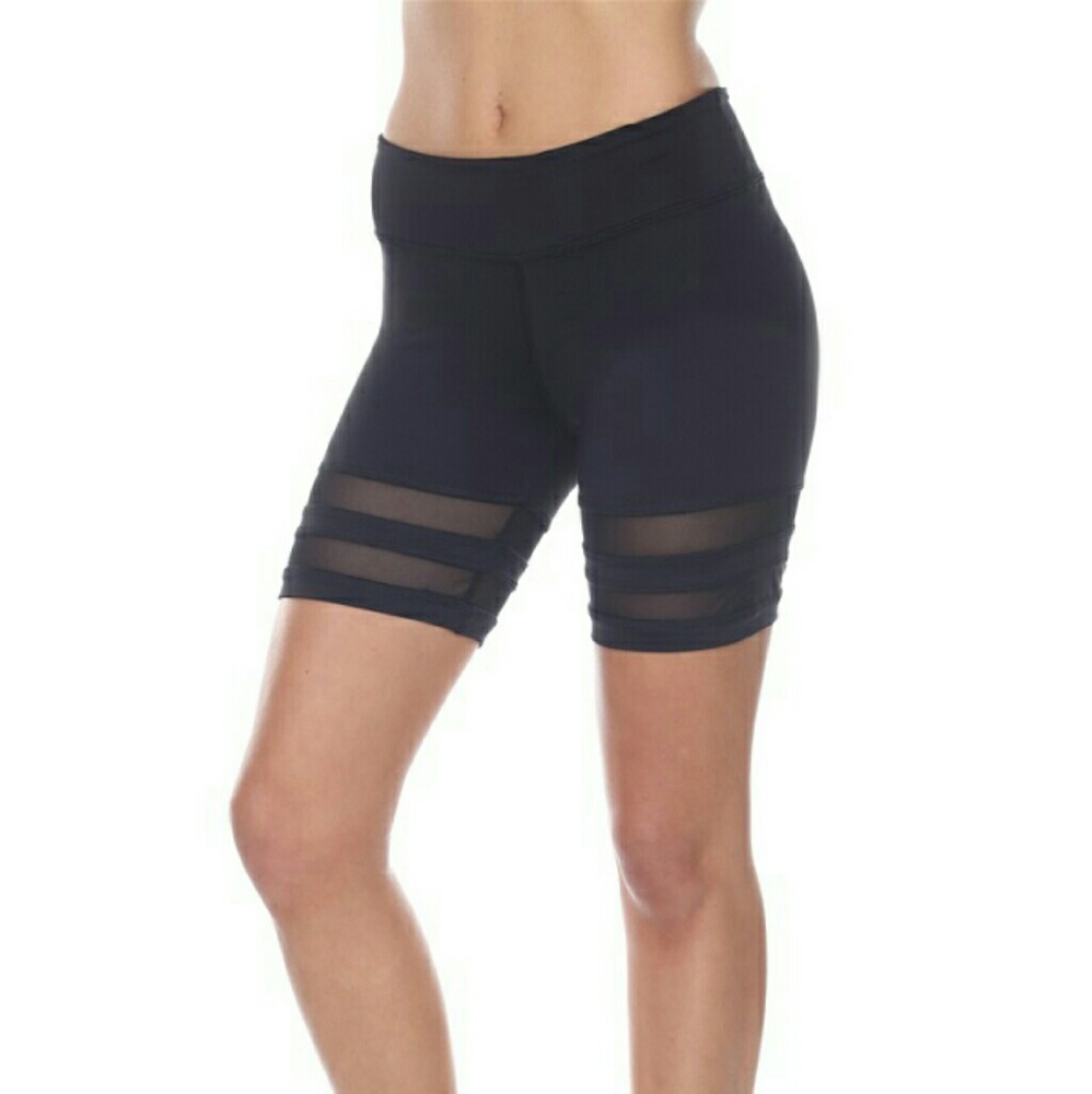CLEARANCE Black Mesh biker cutout workout shorts
