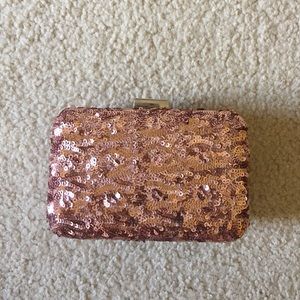 Rose gold sequin evening bag