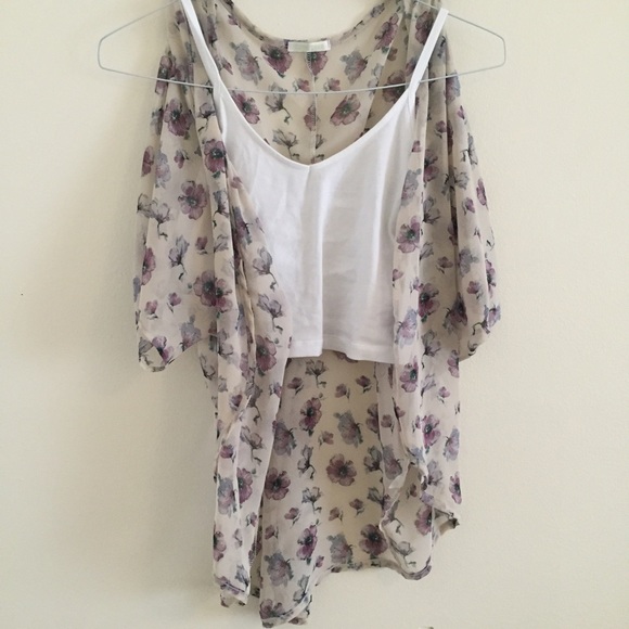 Sheer floral kimono