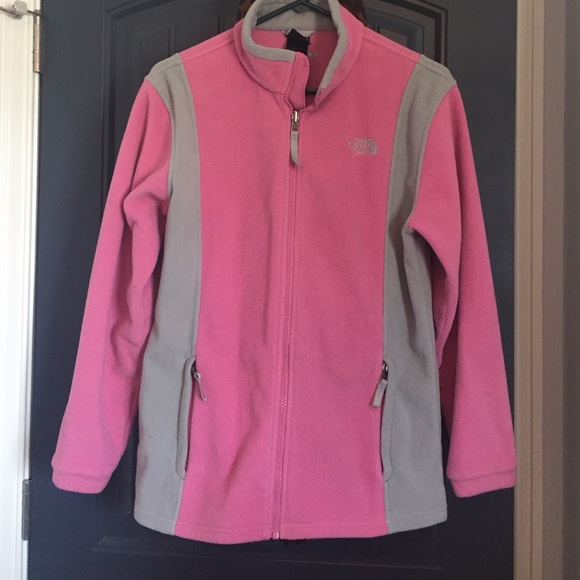 Pink and grey north face jacket
