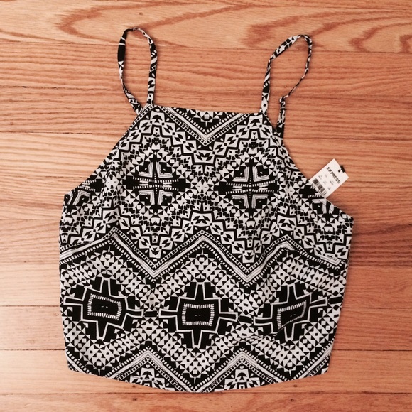 Express Black/White High Neck Tank