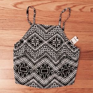 Express Black/White High Neck Tank