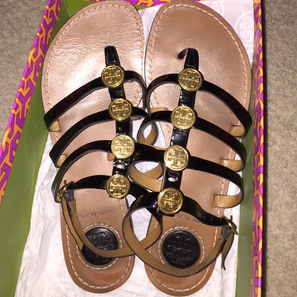 Tory Burch Alexis Black Patent Leather Sandals