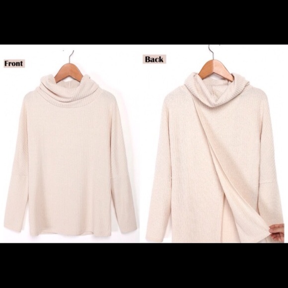 Oatmeal Cowl Neck Sweater - Picture 3 of 4