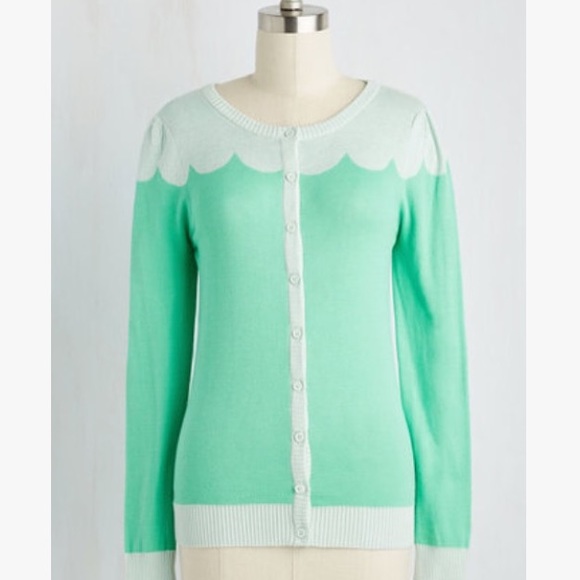 ModCloth Paris Café Cardigan in Seafoam