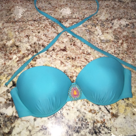 Turquoise push-up bandeau with decal - Picture 4 of 4