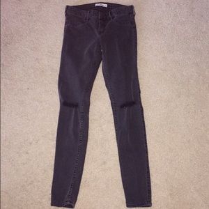Black Knee Ripped Hollister Jeans