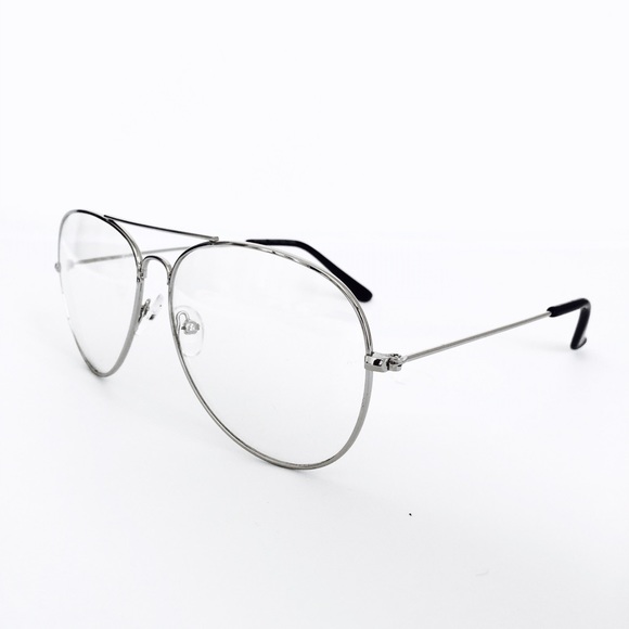 CLEAR AVIATOR GLASSES W/SILVER FRAME