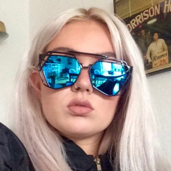 Heptagon Blue Mirror Lens Sunglasses - Picture 3 of 4