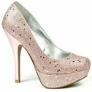 Qupid Baby Pink Glitter Heels