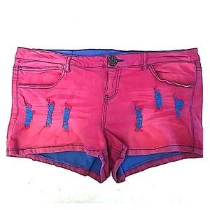 SUPER CUTE PINK & BLUE JEAN SHORTS Size 16