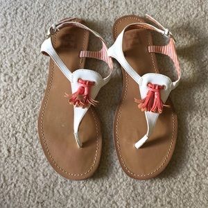Tommy Hilfiger white tassel sandals