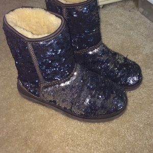 Blue and silver reversible Uggs