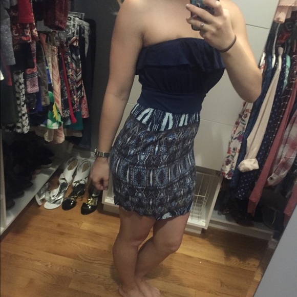 Derek Heart Blue Pattern Mini Dress