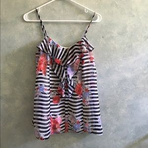 Striped tank with floral design