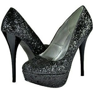 Black Glitter Heels