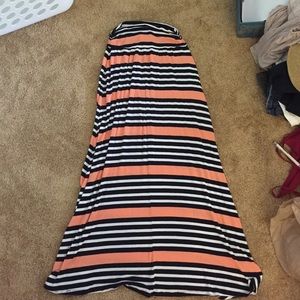 Target striped maxi skirt, coral navy and white