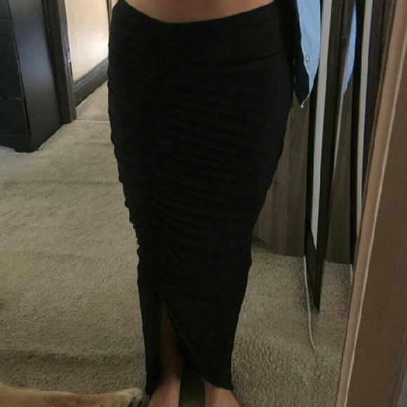 Black maxi skirt with slit