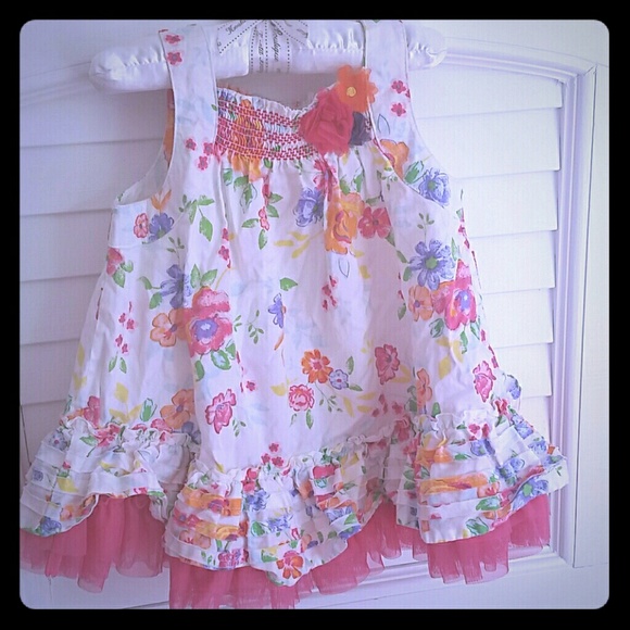 Little Me 100% Cotton Dress with Tulle and Ruffle