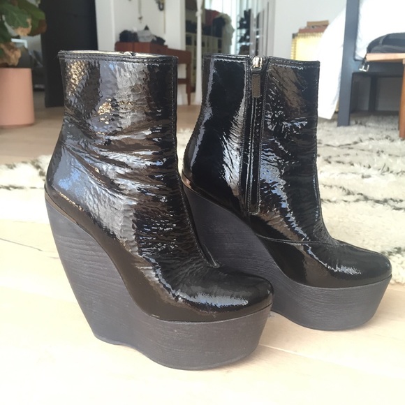 Lanvin Patent Leather Platform Boots