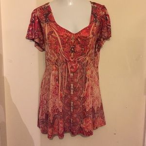 Orange print blouse