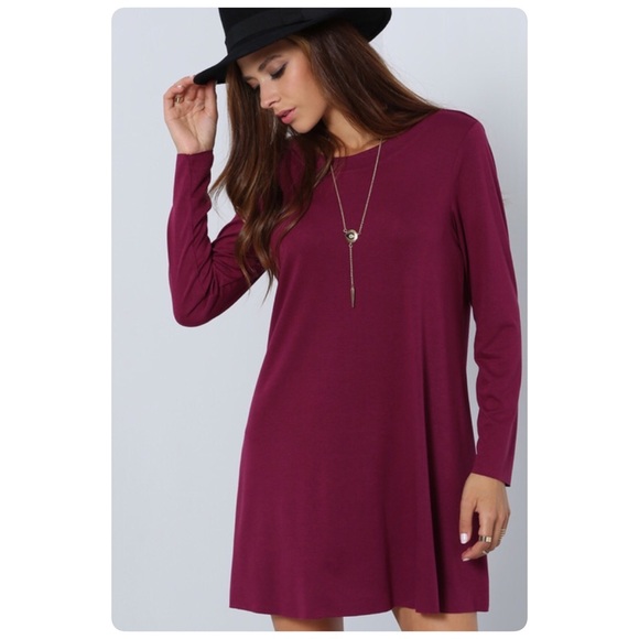 Deep Wine Color Shift Dress Wear Scoop Front or Back!! NWOT! - Picture 2 of 4
