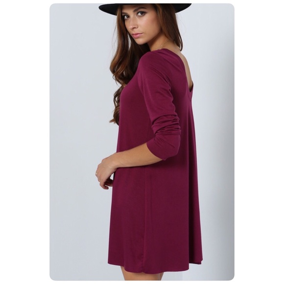 Deep Wine Color Shift Dress Wear Scoop Front or Back!! NWOT! - Picture 3 of 4