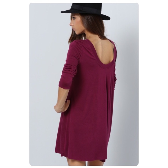 Deep Wine Color Shift Dress Wear Scoop Front or Back!! NWOT! - Picture 4 of 4
