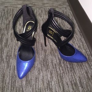 Blue and Black Heels