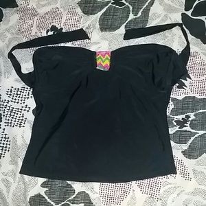 Swim tankini top w tribal bead accent tie back