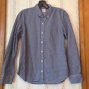 XS Gap flannel blouse in navy and white gingham