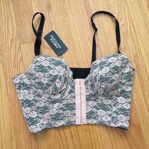 Pink and black lace corset size S new with tags